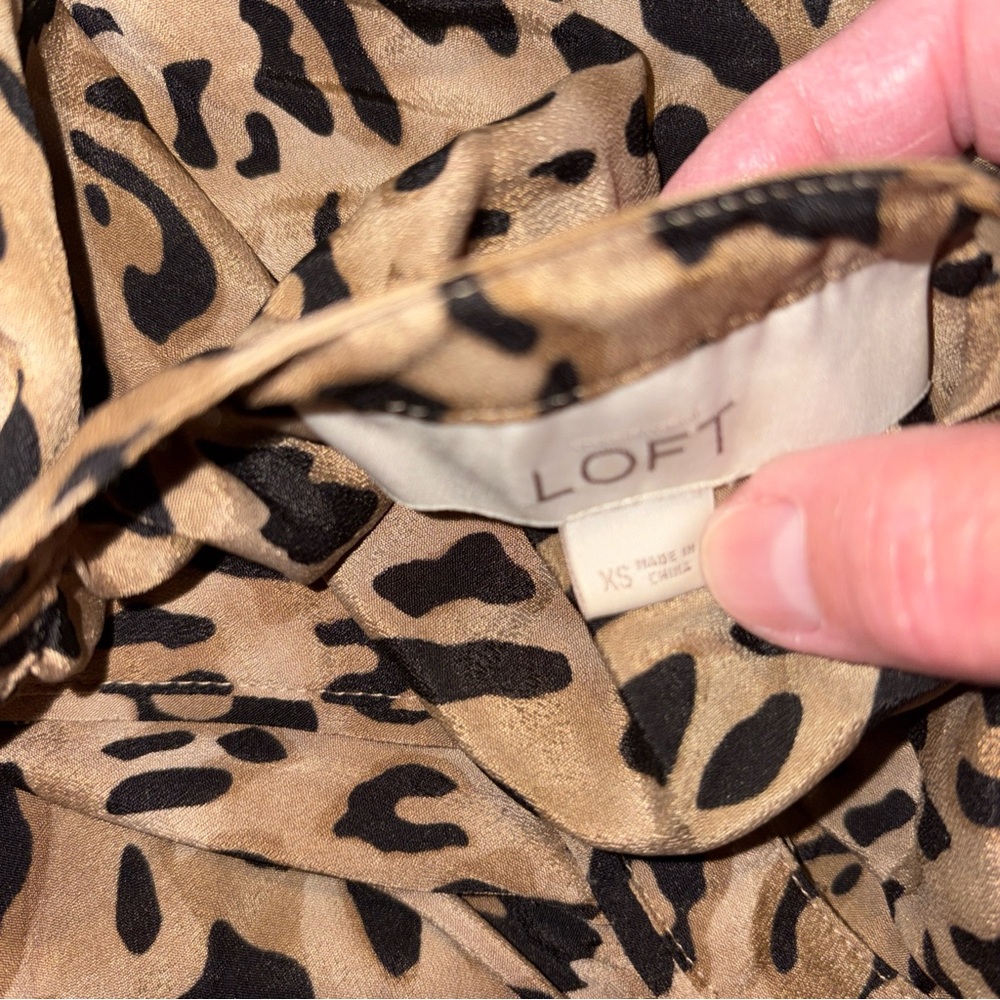 LOFT Leopard-Print Scoop Neck Blouse in Tan and Black - Picture 4 of 6